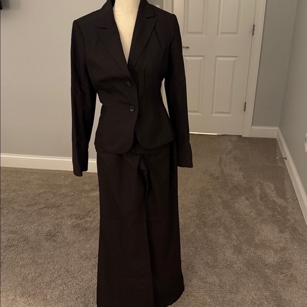 Brown Pinstripe Suit Set